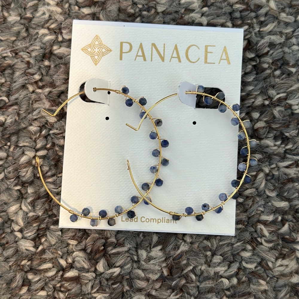 NWT Brand new, never worn Panacea Gold and Blue Hoop Earrings